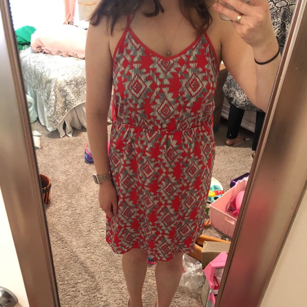 Pink and blue spaghetti strap dress